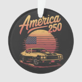 アメリカ250周年米国レトロサンセット オーナメント (正面)