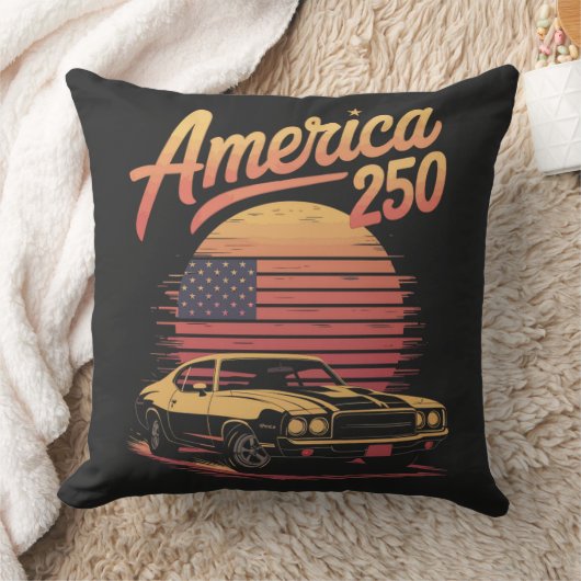 アメリカ250周年米国レトロサンセット クッション (ブランケット)