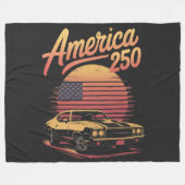 アメリカ250周年米国レトロサンセット フリースブランケット (正面(横))