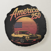 アメリカ250周年米国レトロサンセット ラウンドクッション (裏面)