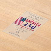 アメリカ250周年米国旗愛国心あふれる7月4日の正式なイベント アクリル招待状 (レイダウン)
