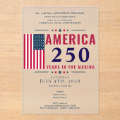 アメリカ250周年米国旗愛国心あふれる7月4日の正式なイベント アクリル招待状 (正面)