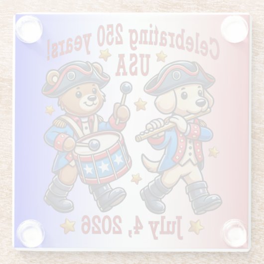 アメリカ250周年記念お土産 – 愛国心 ガラスコースター (裏面)