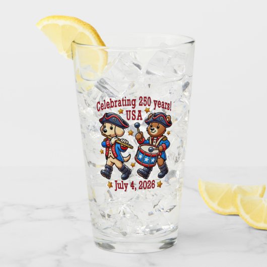 アメリカ250周年記念お土産 – 愛国心 タンブラーグラス (アイス正面)