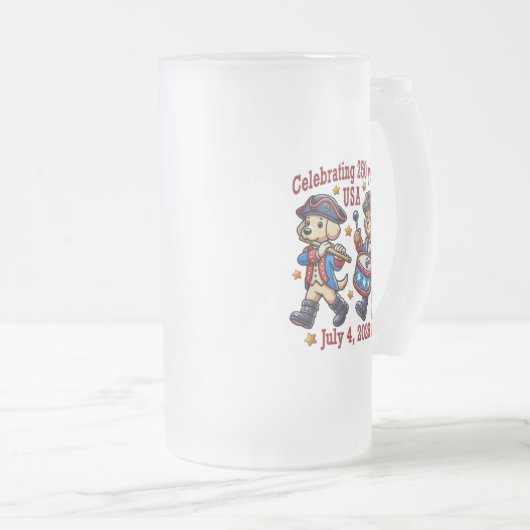 アメリカ250周年記念お土産 – 愛国心 フロストグラスビールジョッキ (正面右)