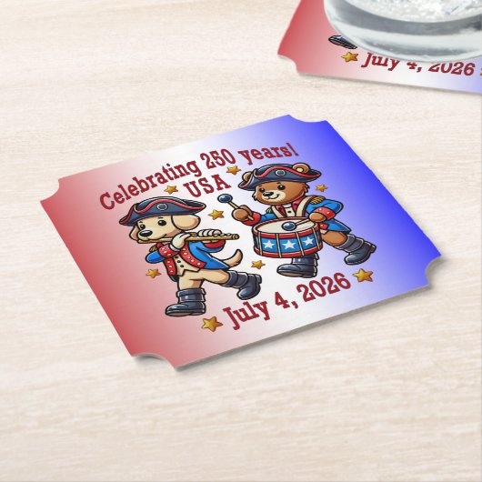 アメリカ250周年記念お土産 – 愛国心 ペーパーコースター (アングル)