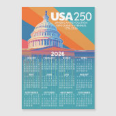アメリカ250周年記念アメリカ合衆国議会議事堂デザインの2026年カレンダー (正面)