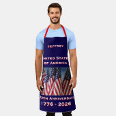 アメリカ250周年記念アメリカ国旗愛国心 エプロン (着用した状態)