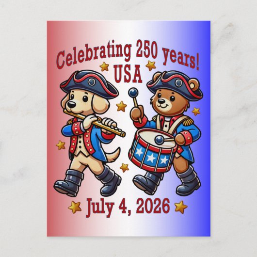 アメリカ250周年記念グッズ - 愛国的な ポストカード (正面)