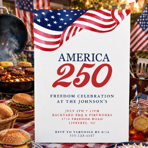 アメリカ250周年記念パーティー招待状|7月4日BBQ 招待状