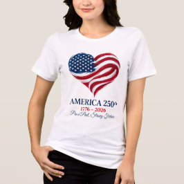 アメリカ250周年記念フラグハート1776-2026ウィメンズTシャツ トライブレンドTシャツ