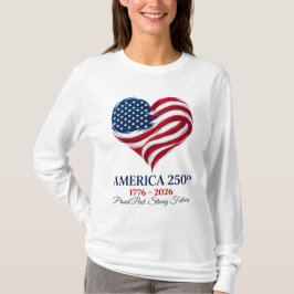 アメリカ250周年記念フラグハート1776-2026ウィメンズTシャツ Tシャツ