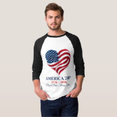 アメリカ250周年記念フラグハート 1776-2026 メンズ 7月4日 Tシャツ (正面フル)