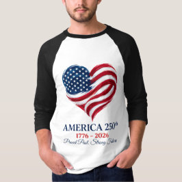 アメリカ250周年記念フラグハート 1776-2026 メンズ 7月4日 Tシャツ