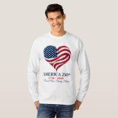 アメリカ250周年記念フラグハート 1776-2026 メンズ 7月4日 Tシャツ (正面フル)