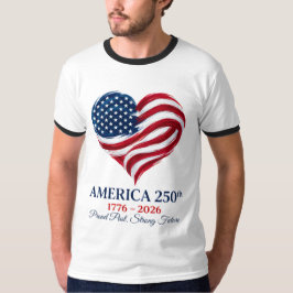 アメリカ250周年記念フラグハート 1776-2026 メンズ 7月4日 Tシャツ