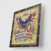 アメリカ250周年記念ヘリテージイーグル スクエア壁時計 (傾斜)