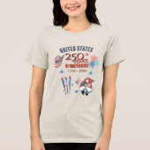 アメリカ250周年記念愛国的な小人の女性用 トライブレンドTシャツ (正面)