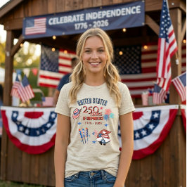 アメリカ250周年記念愛国的な小人の女性用 トライブレンドTシャツ