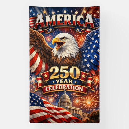 アメリカ250周年記念鷲とアメリカ連邦議会議事堂 横断幕 (縦)