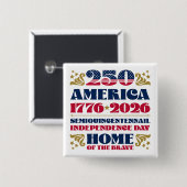 アメリカ250周年記念7月4日ボタン 缶バッジ (正面&裏面)