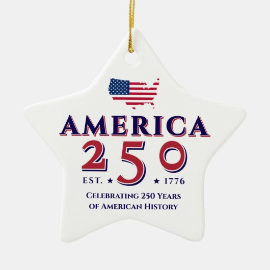 アメリカ250周年記念 アメリカ合衆国 愛国的な記念品ギフト セラミックオーナメント (正面)