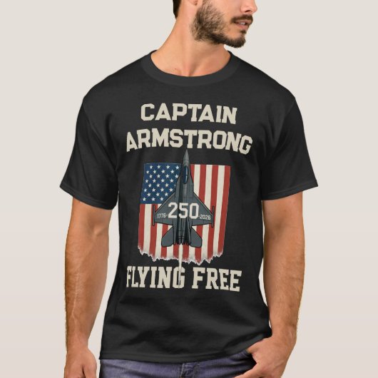 アメリカ250周年記念 カスタムネーム 戦闘機Tシャツ - USA  Tシャツ (正面)