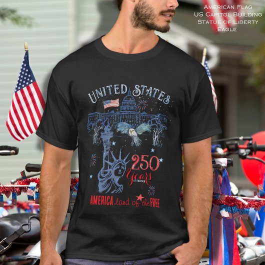 アメリカ250周年記念 メンズ愛国心溢れるTシャツ Tシャツ