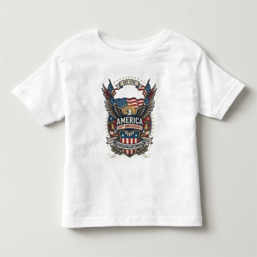 アメリカ250周年記念 愛国的な1776年の自由 トドラーTシャツ (正面)