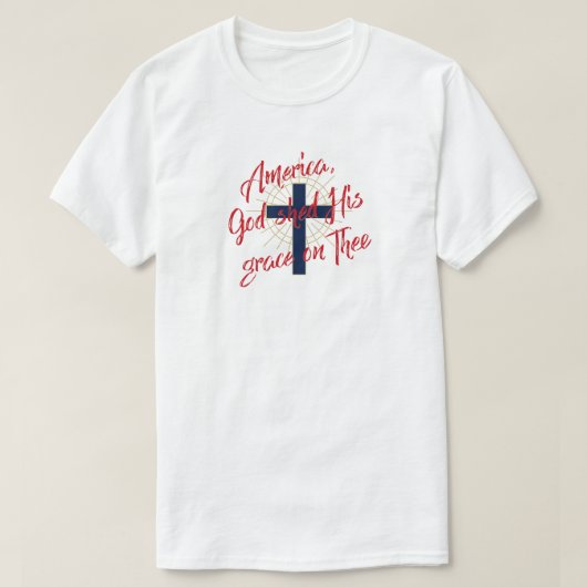 アメリカ250周年記念 赤 白 青 ゴールド Tシャツ (デザイン正面)