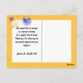 アメリカ250周年誕生日の花火と少女 ポストカード (裏面)