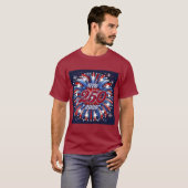 アメリカ250周年誕生日グラフィック花火ポップ Tシャツ (正面フル)
