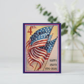 アメリカ250周年誕生日愛国旗 ポストカード (スタンド正面)