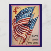 アメリカ250周年誕生日愛国旗 ポストカード (正面)