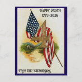 アメリカ250周年誕生日愛国旗 ポストカード (正面)
