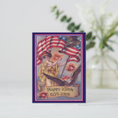 アメリカ250周年誕生日 愛国的なレディ・リバティ ポストカード (スタンド正面)