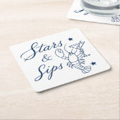 アメリカ250周年 ロブスター 海岸の夏 Stars & Sips スクエアペーパーコースター (アングル)