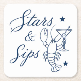 アメリカ250周年 ロブスター 海岸の夏 Stars & Sips スクエアペーパーコースター