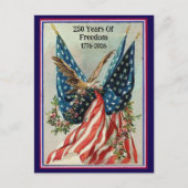 アメリカ250周年 ヴィンテージ風 フォース オブ ジュライ 愛国者 フラグ ポストカード (正面)