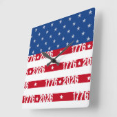 アメリカ250周年 星条旗 1776 2026 ナンバー スクエア壁時計 (傾斜)