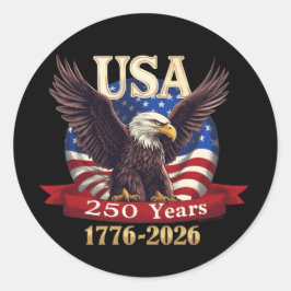 アメリカ250周年 1776-2026 アメリカ国旗 イーグル ラウンドシール