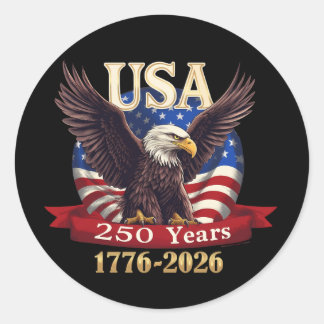アメリカ250周年 1776-2026 アメリカ国旗 イーグル ラウンドシール
