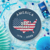 アメリカ250周年 1776-2026 アメリカ地図 国旗 愛国 ペーパープレート (パーティー)