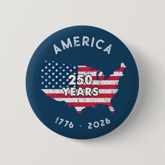 アメリカ250周年 1776-2026 アメリカ地図 国旗 愛国 缶バッジ (正面)