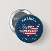 アメリカ250周年 1776-2026 アメリカ地図 国旗 愛国 缶バッジ (正面&裏面)