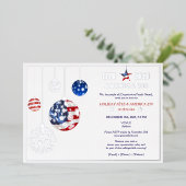アメリカ250愛国的なホリデーアニバーサリーブルー 箔招待状 (立ち正面)