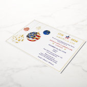 アメリカ250愛国的なホリデーフェテアニバーサリーレッド 箔招待状 (回転した状態)