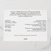 アメリカ250愛国的ホリデーフェテアニバーサリー 箔招待状 (裏面)