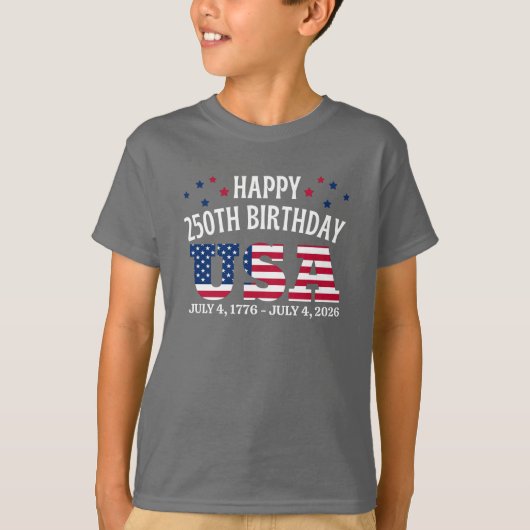 アメリカ250歳の誕生日おめでとう!独立記念日 Tシャツ (正面)