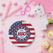 アメリカ250歳の誕生日をアメリカ国旗と一緒に記念しよう ペーパープレート (パーティー)